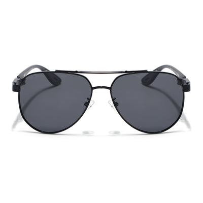 Sukhoi | Black Aviator Polarized Sunglasses for Men & Women | Black Lens - PMG7138