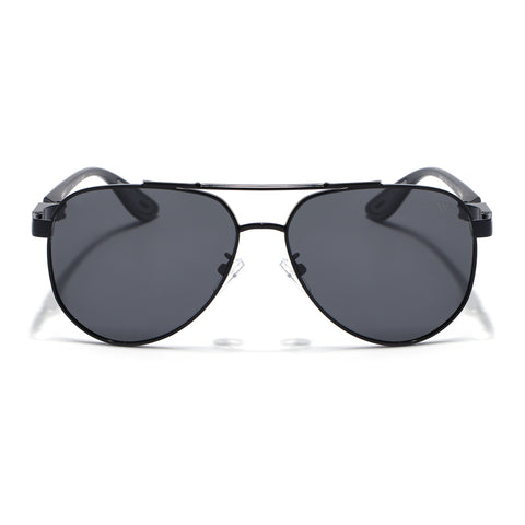 Sukhoi | Black Aviator Polarized Sunglasses for Men & Women | Black Lens - PMG7138