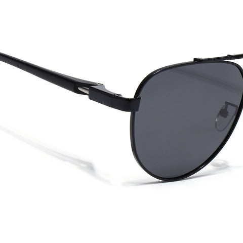 Sukhoi | Black Aviator Polarized Sunglasses for Men & Women | Black Lens - PMG7138