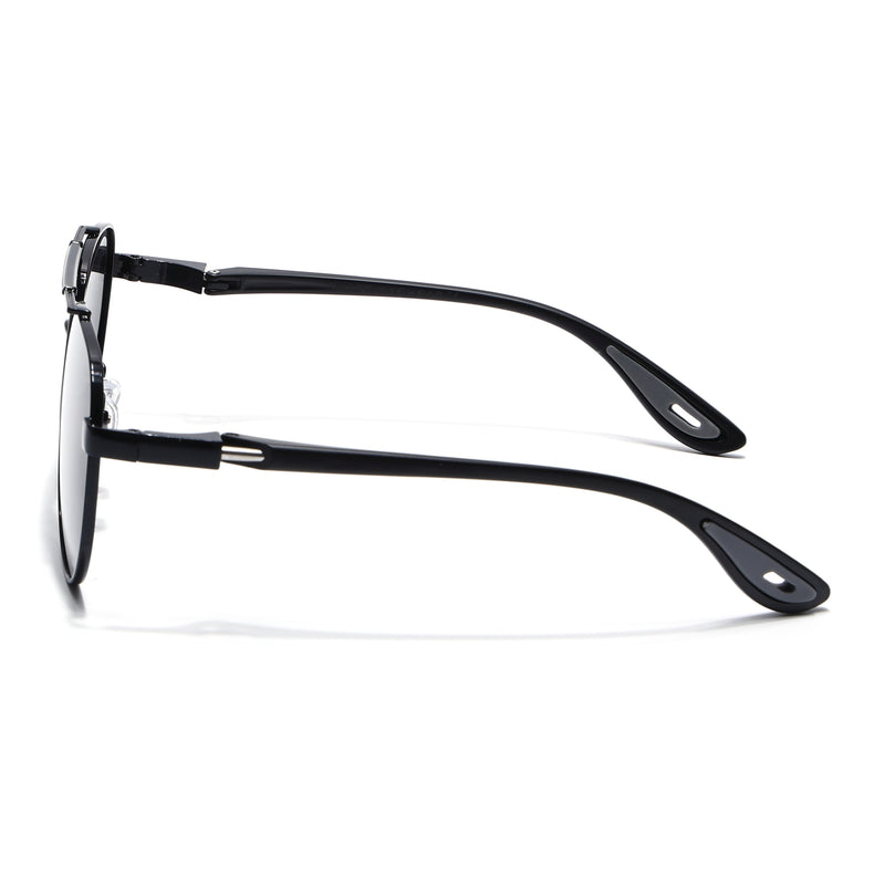 Sukhoi | Black Aviator Polarized Sunglasses for Men & Women | Black Lens - PMG7138