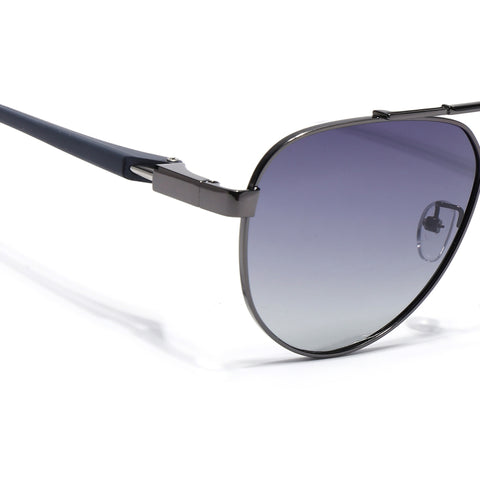 Sukhoi | Grey Aviator Polarized Sunglasses for Men & Women | Grey & Clear Lens - PMG7139