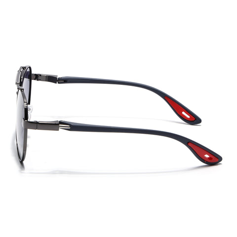 Sukhoi | Grey Aviator Polarized Sunglasses for Men & Women | Grey & Clear Lens - PMG7139