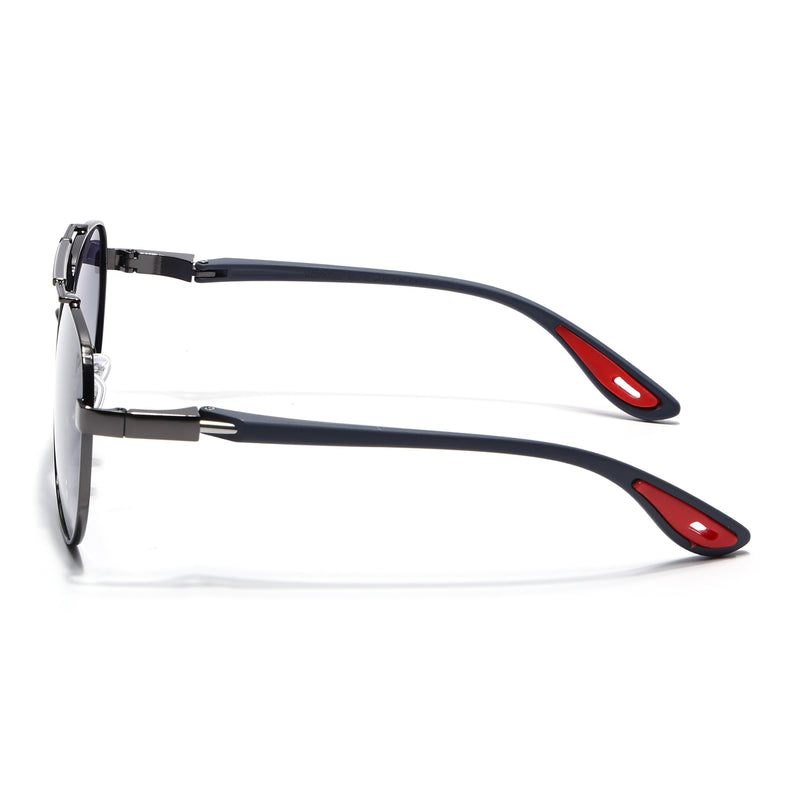 Sukhoi | Grey Aviator Polarized Sunglasses for Men & Women | Grey & Clear Lens - PMG7139