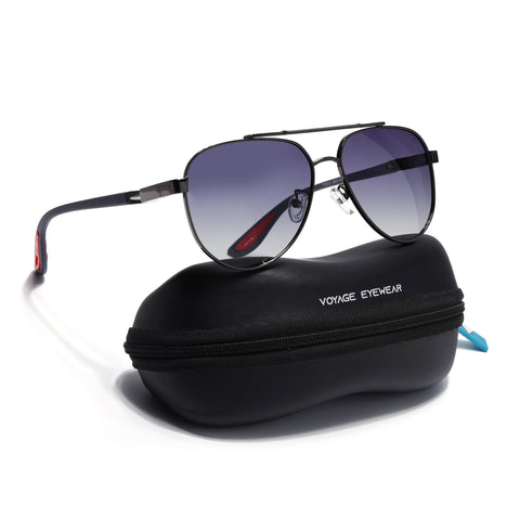 Sukhoi | Grey Aviator Polarized Sunglasses for Men & Women | Grey & Clear Lens - PMG7139