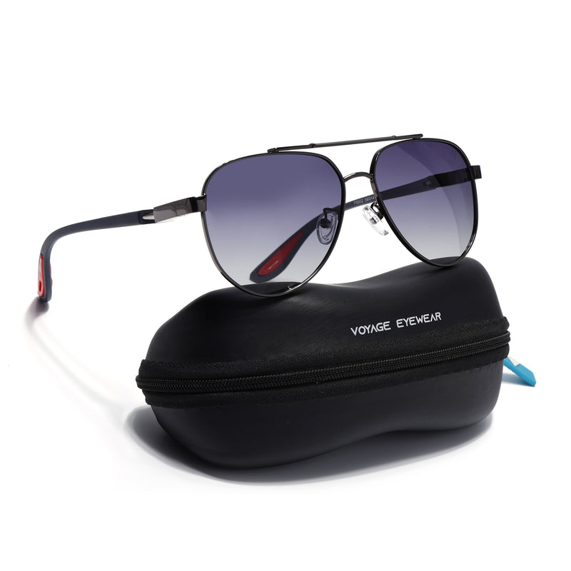 Sukhoi | Grey Aviator Polarized Sunglasses for Men & Women | Grey & Clear Lens - PMG7139