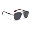 Sukhoi | Silver Aviator Polarized Sunglasses for Men & Women | Black Lens - PMG7140