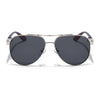 Sukhoi | Silver Aviator Polarized Sunglasses for Men & Women | Black Lens - PMG7140