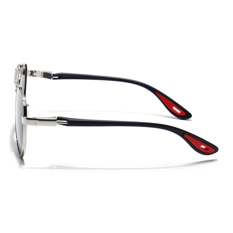 Sukhoi | Silver Aviator Polarized Sunglasses for Men & Women | Black Lens - PMG7140