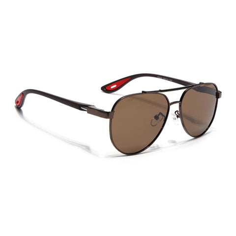 Sukhoi | Brown Aviator Polarized Sunglasses for Men & Women | Brown Lens - PMG7141