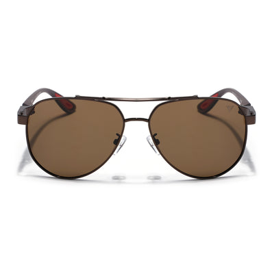 Sukhoi | Brown Aviator Polarized Sunglasses for Men & Women | Brown Lens - PMG7141