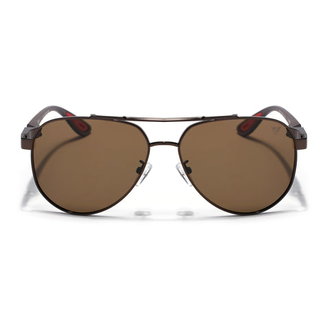 Sukhoi | Brown Aviator Polarized Sunglasses for Men & Women | Brown Lens - PMG7141