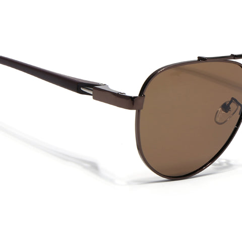 Sukhoi | Brown Aviator Polarized Sunglasses for Men & Women | Brown Lens - PMG7141