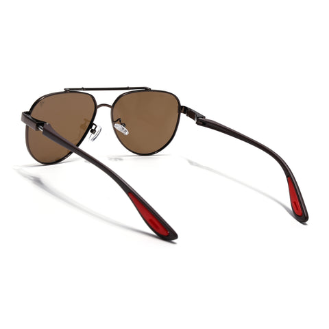 Sukhoi | Brown Aviator Polarized Sunglasses for Men & Women | Brown Lens - PMG7141