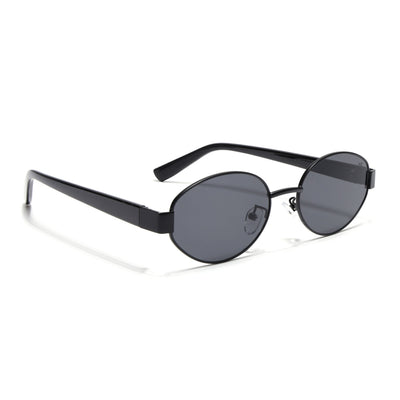Sable | Oval Sunglasses for Men & Women (Black Lens | Black Frame - MG6893)