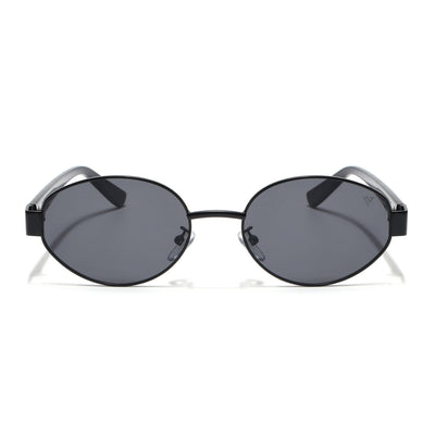 Sable | Oval Sunglasses for Men & Women (Black Lens | Black Frame - MG6893)