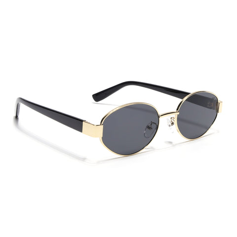 Sable | Golden Oval Sunglasses for Men & Women | Black Lens - MG6894
