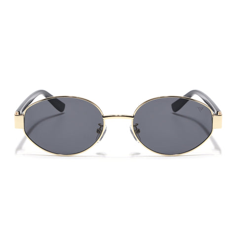 Sable | Golden Oval Sunglasses for Men & Women | Black Lens - MG6894