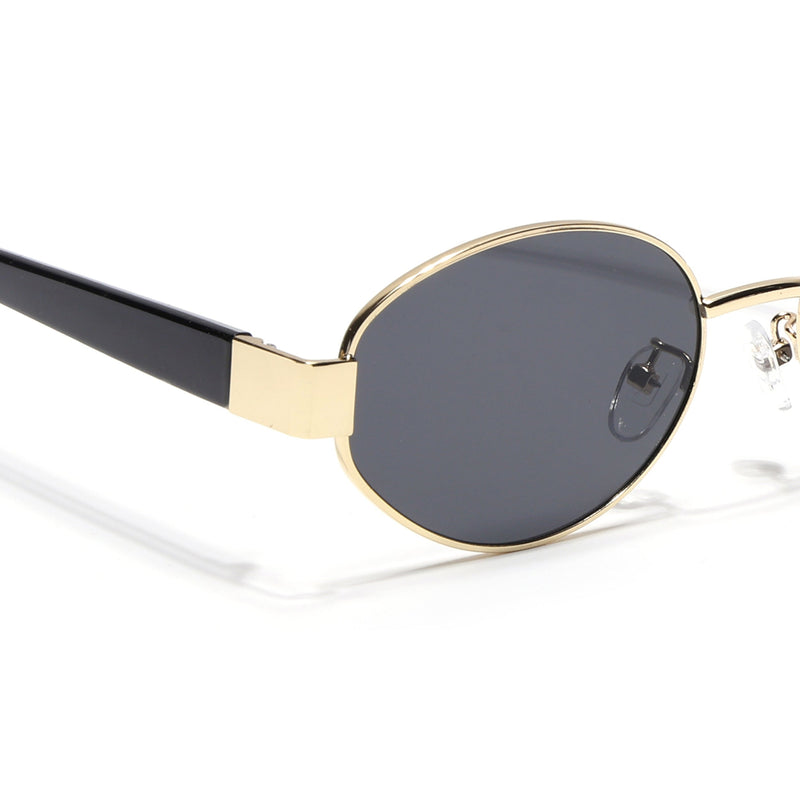Sable | Golden Oval Sunglasses for Men & Women | Black Lens - MG6894