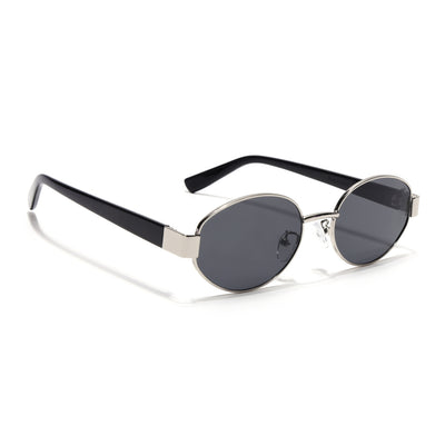 Sable | Silver Oval Sunglasses | Black Lens - MG7375