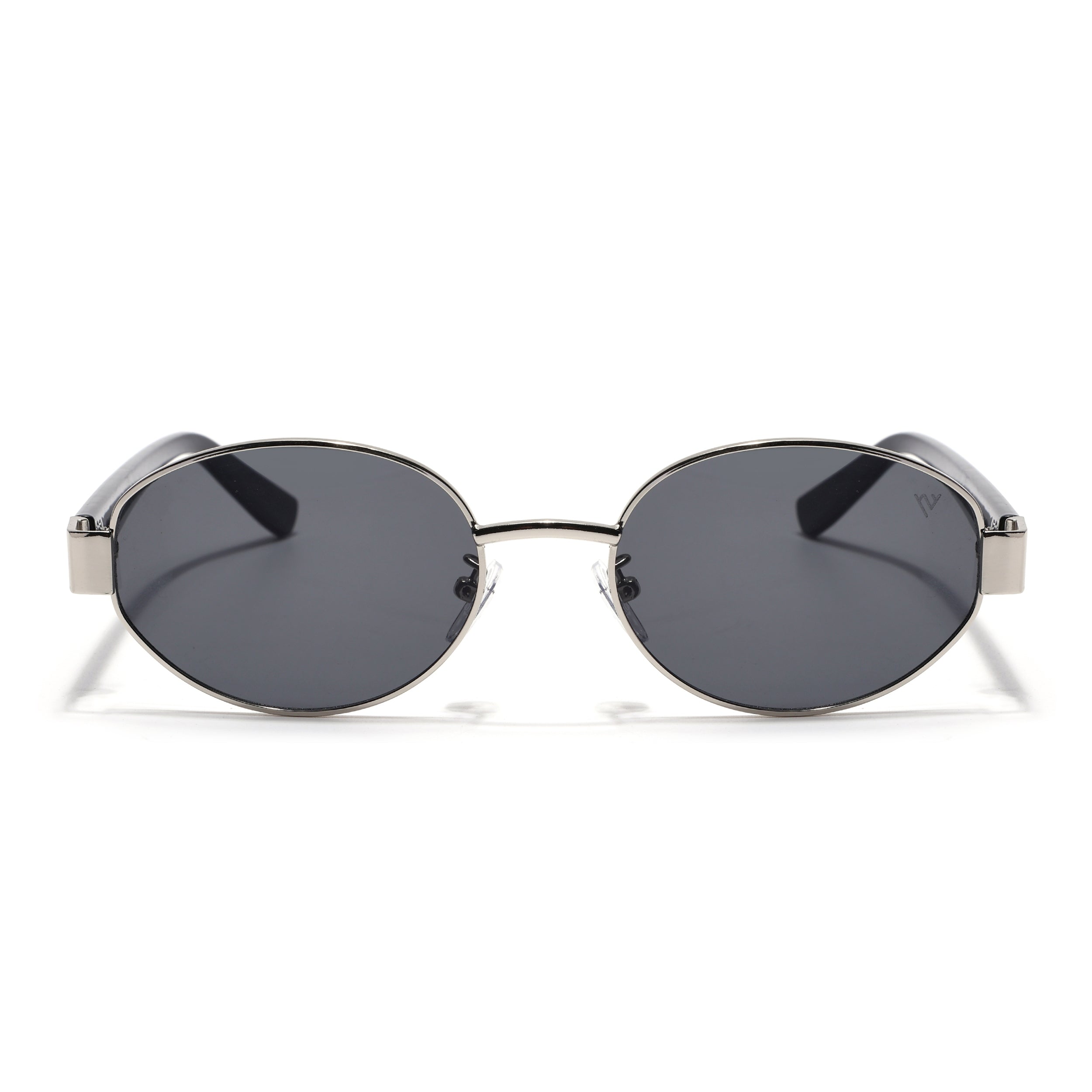 Sable | Silver Oval Sunglasses | Black Lens - MG7375