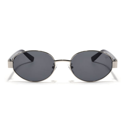 Sable | Silver Oval Sunglasses | Black Lens - MG7375