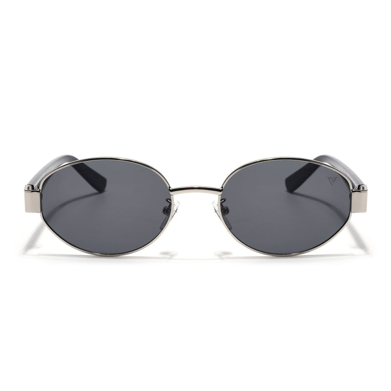 Sable | Silver Oval Sunglasses | Black Lens - MG7375