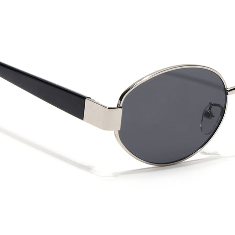 Sable | Silver Oval Sunglasses | Black Lens - MG7375