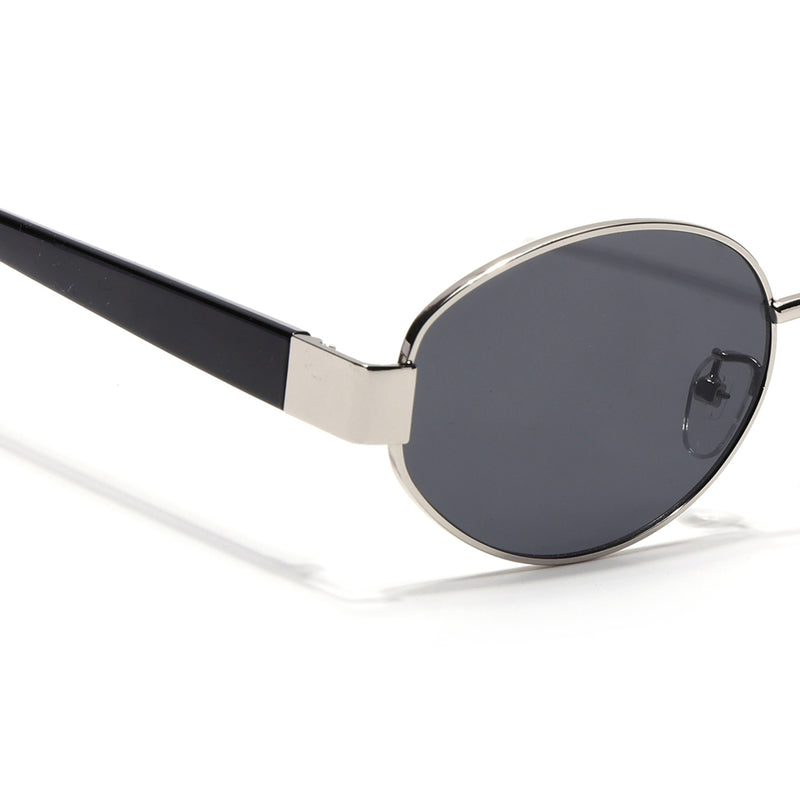 Sable | Silver Oval Sunglasses | Black Lens - MG7375