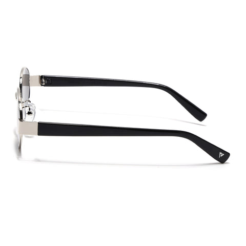 Sable | Silver Oval Sunglasses | Black Lens - MG7375