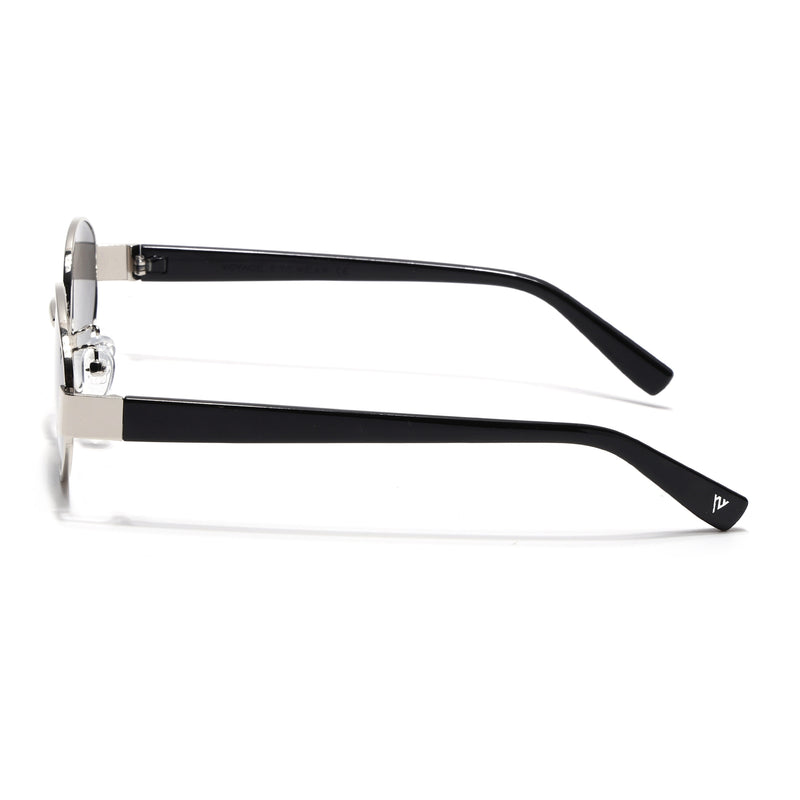 Sable | Silver Oval Sunglasses | Black Lens - MG7375