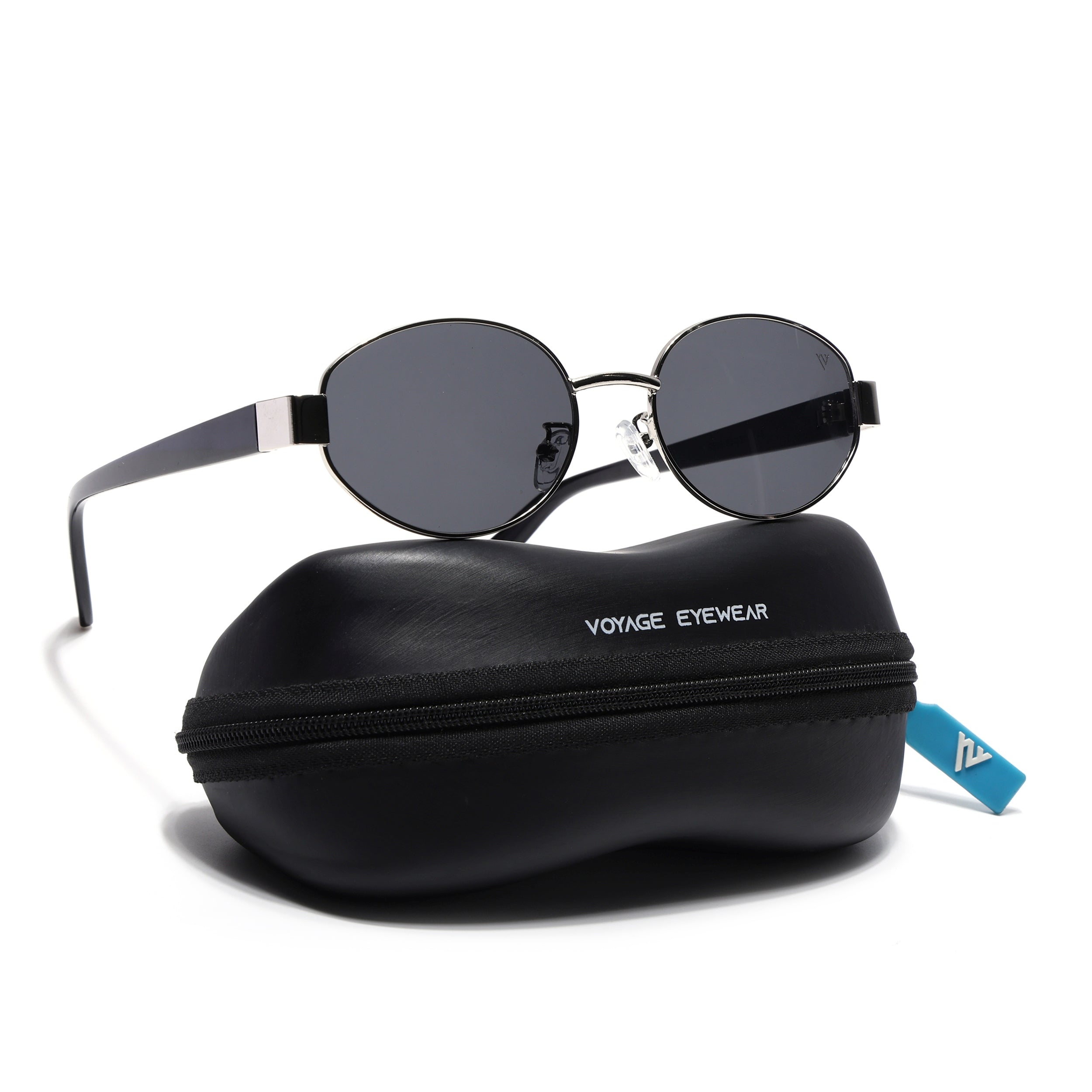 Sable | Silver Oval Sunglasses | Black Lens - MG7375