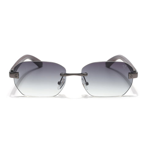 Rimless Sunglasses (Green Lens | Gun Metal Frame - MG8980)