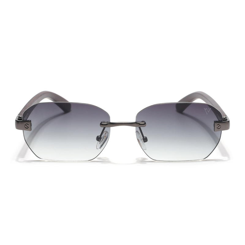 Rimless Sunglasses (Green Lens | Gun Metal Frame - MG8980)