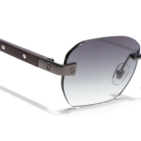 Rimless Sunglasses (Green Lens | Gun Metal Frame - MG8980)