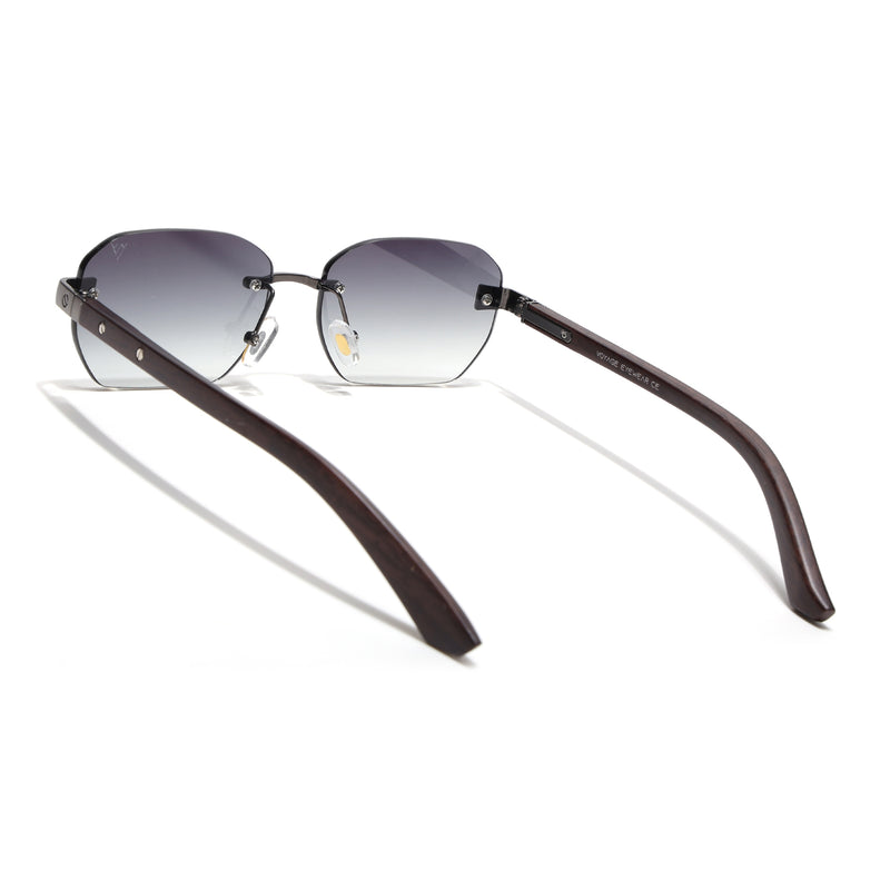 Rimless Sunglasses (Green Lens | Gun Metal Frame - MG8980)