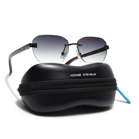 Rimless Sunglasses (Green Lens | Gun Metal Frame - MG8980)