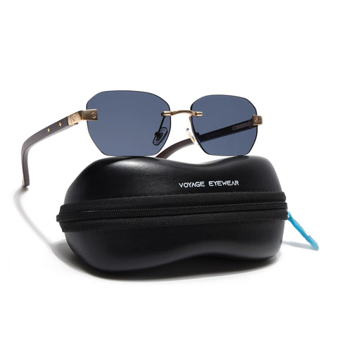 Rimless Sunglasses (Black Lens | Golden Frame - MG8981)