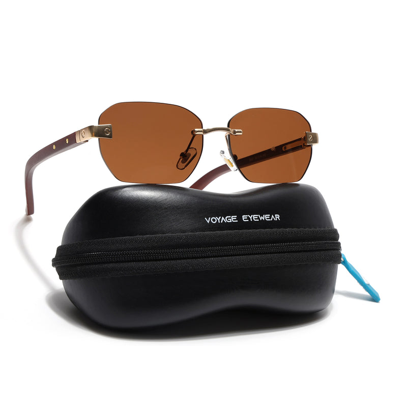 Rimless Sunglasses (Brown Lens | Golden Frame - MG8983)