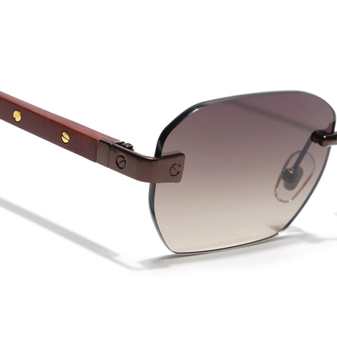 Rimless Sunglasses (Olive Lens | Brown Frame - MG8984)