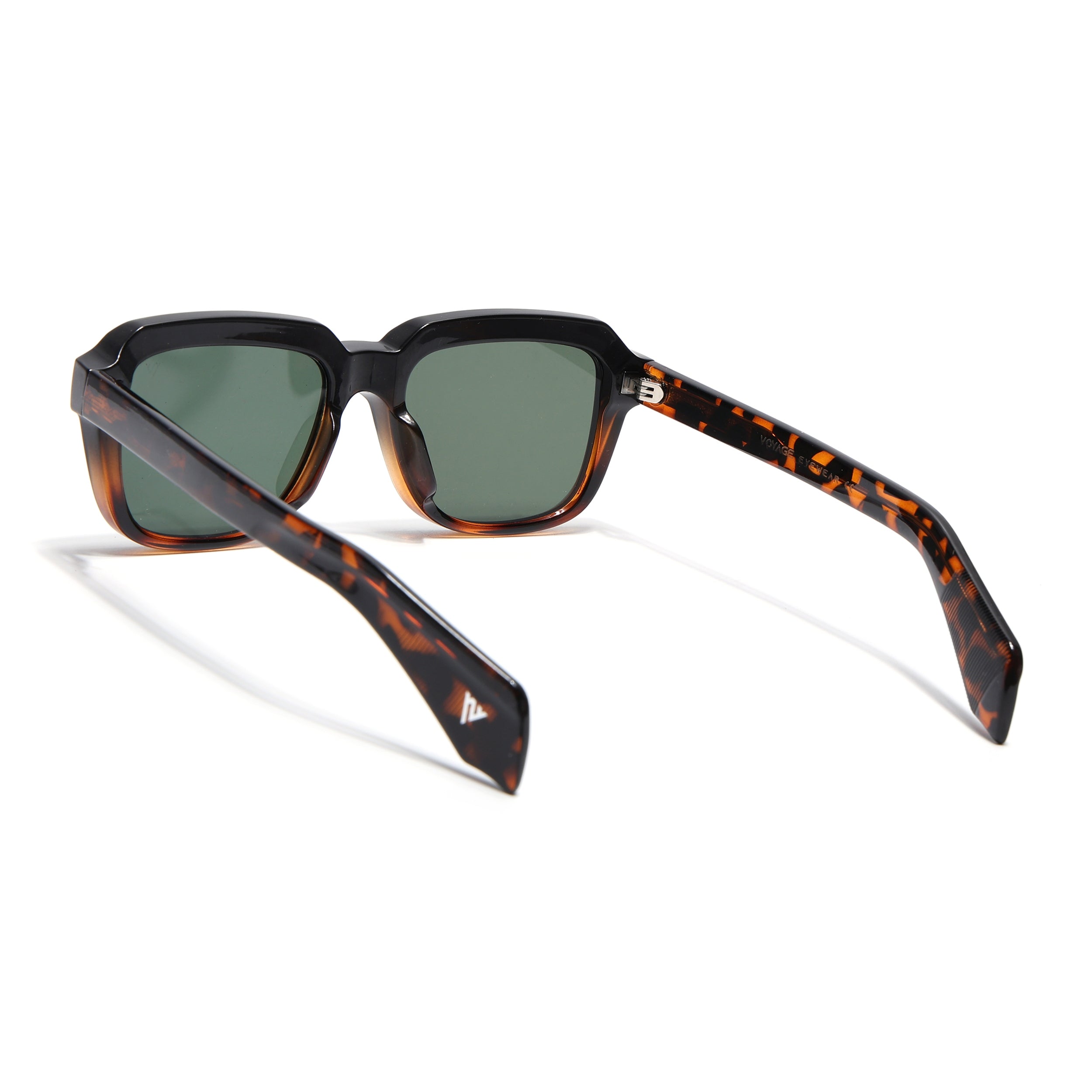 Square Sunglasses for Men & Women (Green Lens | Black & Demi Brown Frame - SLMG7241)