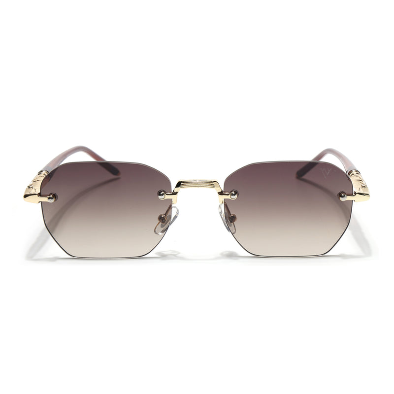 Rimless Sunglasses (Brown Lens | Golden Frame - MG8985)
