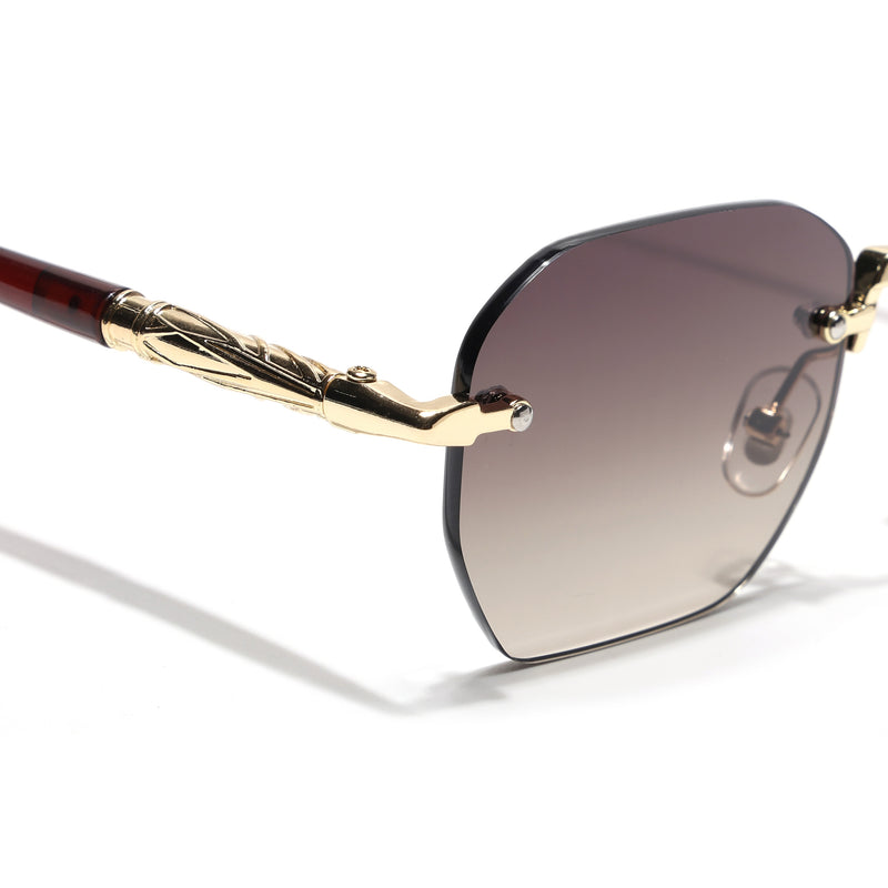 Rimless Sunglasses (Brown Lens | Golden Frame - MG8985)