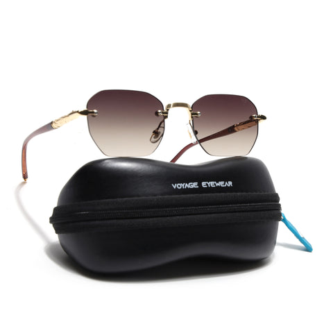 Rimless Sunglasses (Brown Lens | Golden Frame - MG8985)