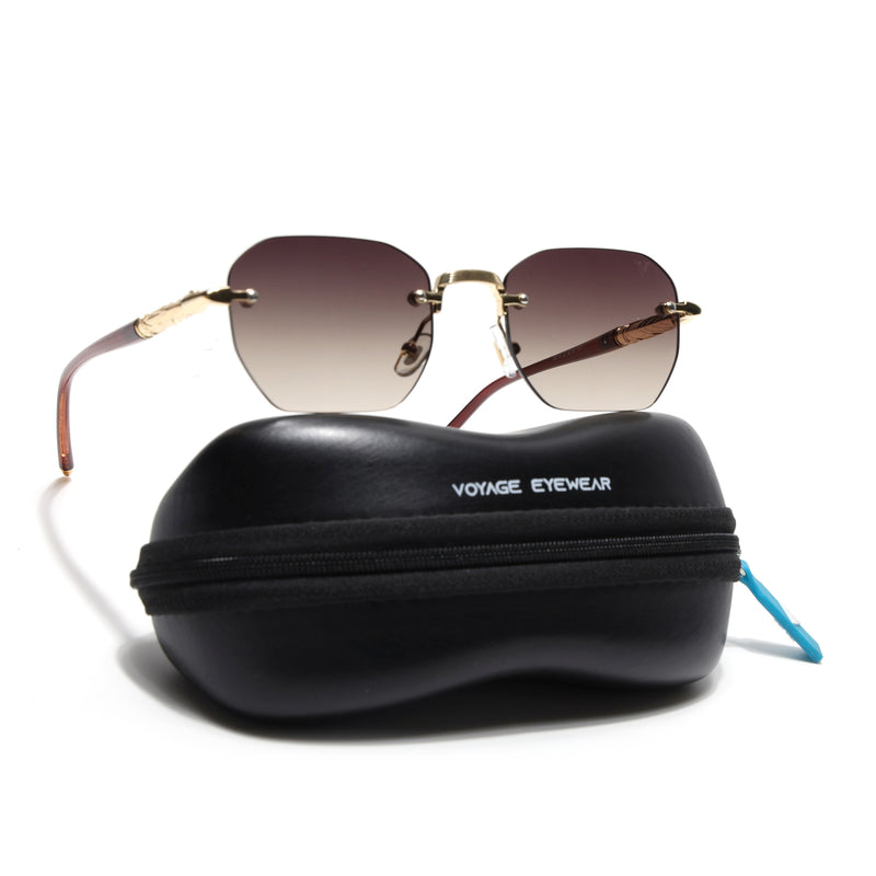 Rimless Sunglasses (Brown Lens | Golden Frame - MG8985)