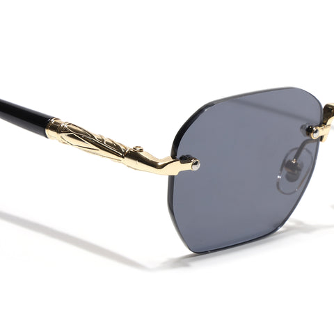 Rimless Sunglasses (Black Lens | Golden Frame - MG8987)
