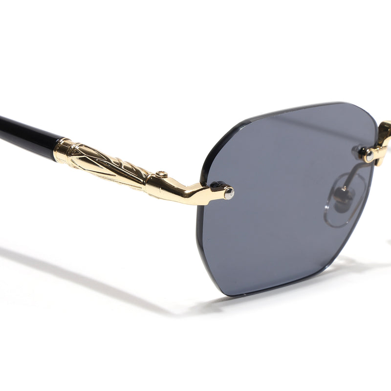 Rimless Sunglasses (Black Lens | Golden Frame - MG8987)