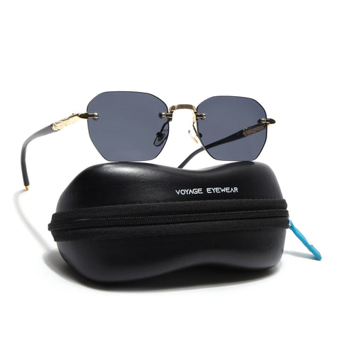 Rimless Sunglasses (Black Lens | Golden Frame - MG8987)
