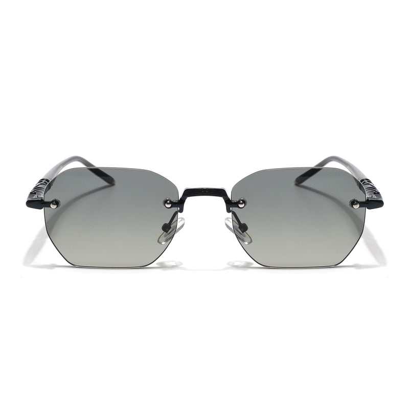 Rimless Sunglasses (Green Lens | Black Frame - MG8989)