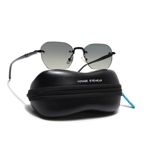 Rimless Sunglasses (Green Lens | Black Frame - MG8989)