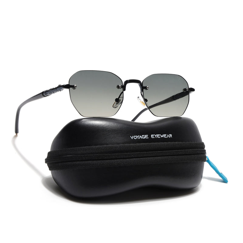 Rimless Sunglasses (Green Lens | Black Frame - MG8989)
